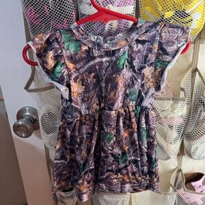 Camouflage Kids Dress with Leaf Pattern